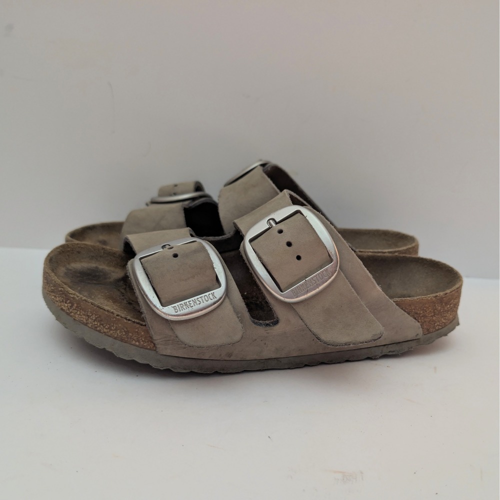 Birkenstock Arizona Big Buckle Sandals Nubuck Leather Taupe  37 L6 M4 Pre-owned